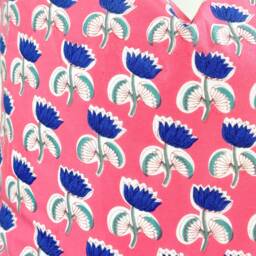 Fuchsia Pink Indian Block Print Pillow Cover , Cotton Voile Hand Mede - thumbnail 3