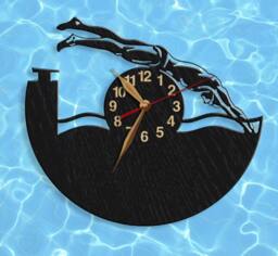 Swimmer Wood Wall Clock, Personalized Sports Art, Non-Ticking - 12-18 Inch - thumbnail 3