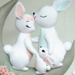 Baby Mobile With Bunnies - Mobile Baby For Girl Nursery Rabbits Crib Hanging Nursery - thumbnail 3