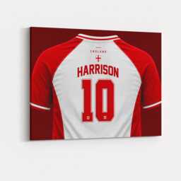 Personalised Name England Canvas Wall Art Football Jersey T Shirt Number Supporter St Georges Cross Sport Fan Bedroom Decor Gift Print - thumbnail 1
