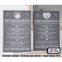 Pet Dog Cat House Rules Personalised Photo Portrait Handmade Sign Framed Canvas Print Fun Puppy Mum Dad Birthday Christmas Gift - thumbnail 1