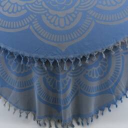 "Patterned Round Towel, Turkish Towel, Blue Throw, Seat Cover, 60""x60" - thumbnail 3