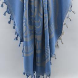 "Patterned Round Towel, Turkish Towel, Blue Throw, Seat Cover, 60""x60" - thumbnail 4