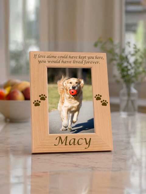 Dog Memorial Gift, Personalized Picture Frame, Pet Loss Photo Prints, If Love Alone Custom Engraved Wooden Wall Art - image 1