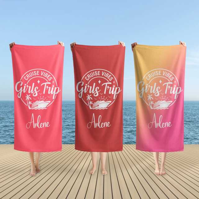 Girls Trip 2025 Beach Towel, Personalized Party Bath Matching Weekend Gift, Travel Gifts For Her - image 1