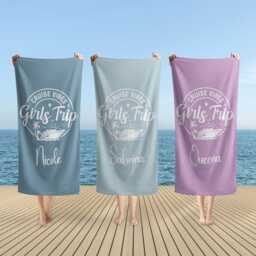 Girls Trip 2025 Beach Towel, Personalized Party Bath Matching Weekend Gift, Travel Gifts For Her - thumbnail 2
