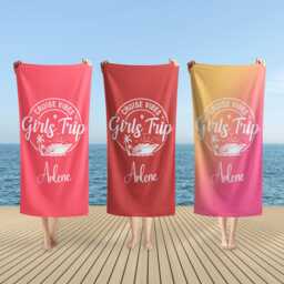 Girls Trip 2025 Beach Towel, Personalized Party Bath Matching Weekend Gift, Travel Gifts For Her - thumbnail 1