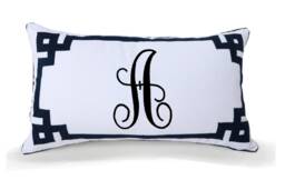 Custom Embroidered Linen Monogram Lumbar Pillow Cover - Personalized Decorative Cushion Wedding, Bridal Shower & First Apartment Gift
