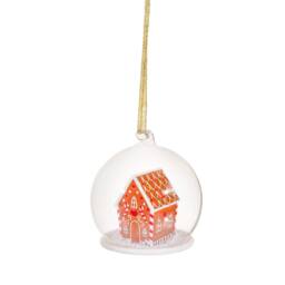 Gingerbread House Glass Dome Christmas Tree Hanging Bauble - Festive Fun Quirky Fairytale Hansel & Gretel Woodland Food Winter Gift