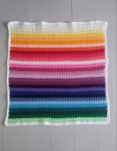 Ooak Colourful Crochet Baby Blanket in Rainbow Colours/ Handmade Posing Photo Prop - image 1