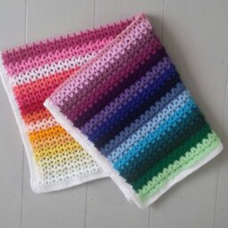 Ooak Colourful Crochet Baby Blanket in Rainbow Colours/ Handmade Posing Photo Prop - thumbnail 3