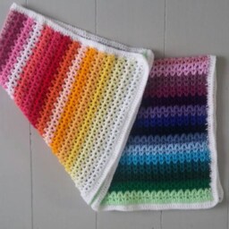 Ooak Colourful Crochet Baby Blanket in Rainbow Colours/ Handmade Posing Photo Prop - thumbnail 2