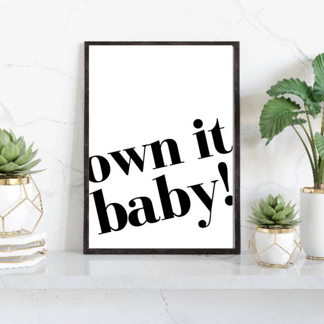 Own It Baby Print, Lisa Rinna Quote, Rhobh Quote Prints, Wall Decor, Bold Text Funny Motivational Poster, Art - image 1