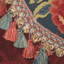 Huge Antique Needlepoint Woolwork Tapestry Pillow Of Mythical Bird - thumbnail 3