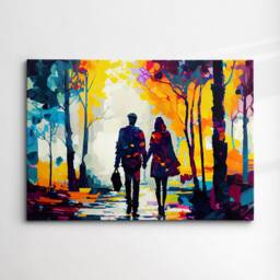 Couple Walking Starry Night Abstract Oil Painting Style Wall Art, Framed Canvas Poster Print, Home Kitchen Office Room Decor, Gifts - thumbnail 3