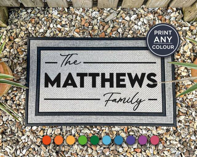 Personalized Family Doormat - All Weather Customized Door Mat Wedding Gift Custom Welcome Name Rug - image 1