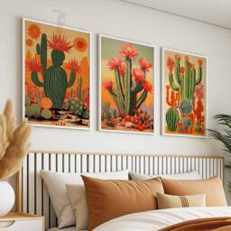 Mexican Set Of 3 Cactus Posters, Floral Prints, Mexico Scenery & Nature Wall Art Decor, Plant Art, Botanical A1/A2/A3/A4 - thumbnail 2