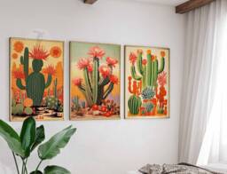 Mexican Set Of 3 Cactus Posters, Floral Prints, Mexico Scenery & Nature Wall Art Decor, Plant Art, Botanical A1/A2/A3/A4 - thumbnail 1