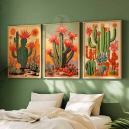 Mexican Set Of 3 Cactus Posters, Floral Prints, Mexico Scenery & Nature Wall Art Decor, Plant Art, Botanical A1/A2/A3/A4 - thumbnail 3