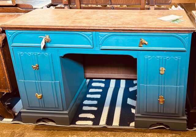 Vintage Dressing Table Old Charm Linenfold Fusion Mineral Paint Seaside - image 1