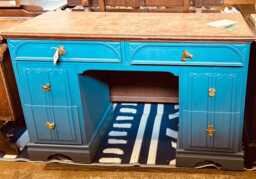 Vintage Dressing Table Old Charm Linenfold Fusion Mineral Paint Seaside