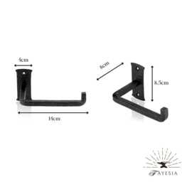 Blacksmith Handmade Toilet Paper Holder - Wrought Iron Wall Mounted Suitable For Bathroom Hammered Square Finish - Black - thumbnail 3