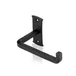 Blacksmith Handmade Toilet Paper Holder - Wrought Iron Wall Mounted Suitable For Bathroom Hammered Square Finish - Black - thumbnail 2