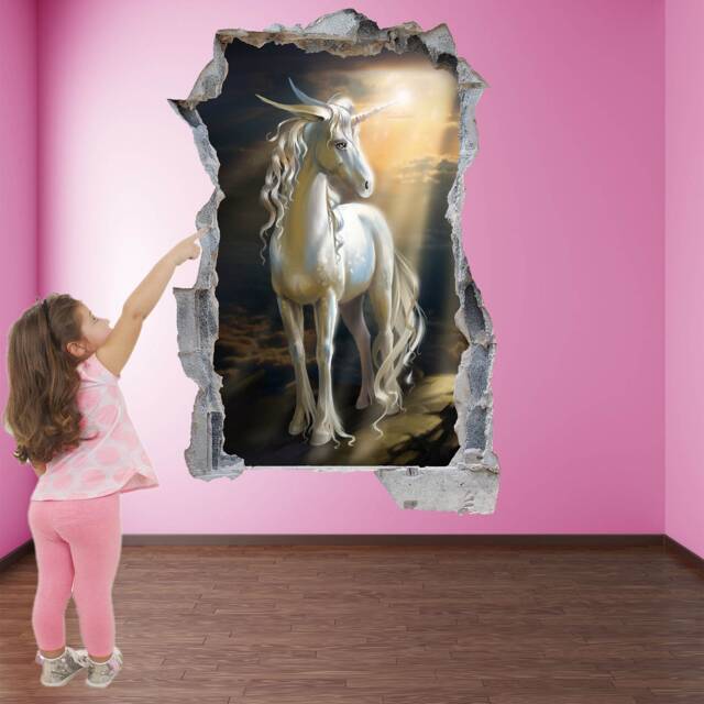 Unicorn Enchanted Forest Fantasy Wall Sticker Mural Decal Print Art Kids Girls Bedroom Decor Ct46 - image 1