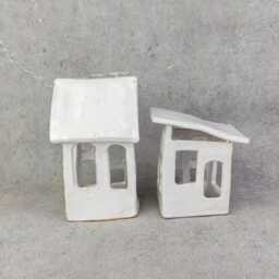 Candle Holder, Ceramic White Houses, Tealight Lantern, Ceramics & Pottery, Garden Decoration, Ceramic Decor, Fish House - thumbnail 2