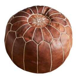 Vintage-Inspired Leather Pouf Handmade Opulence For Your Living Space - Exquisite Moroccan Pouf Custom Seating - thumbnail 3