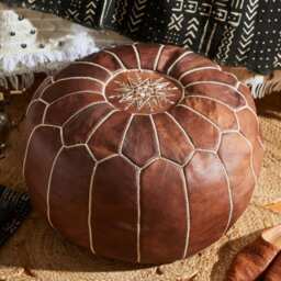 Vintage-Inspired Leather Pouf Handmade Opulence For Your Living Space - Exquisite Moroccan Pouf Custom Seating