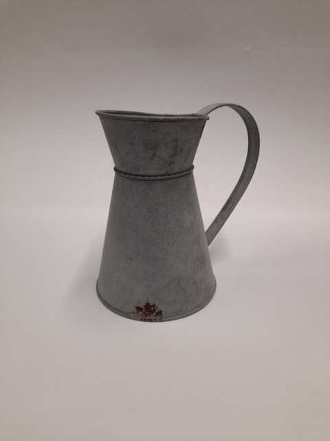 Galvanised Short Metal Jug With Handle. Chartwell Retro Design, An Aged Look Which Recreates A Style Of Times Past. 16cm/6.25Inches Tall - image 1