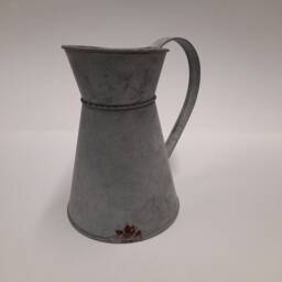 Galvanised Short Metal Jug With Handle. Chartwell Retro Design, An Aged Look Which Recreates A Style Of Times Past. 16cm/6.25Inches Tall - thumbnail 3