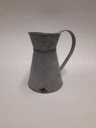 Galvanised Short Metal Jug With Handle. Chartwell Retro Design, An Aged Look Which Recreates A Style Of Times Past. 16cm/6.25Inches Tall