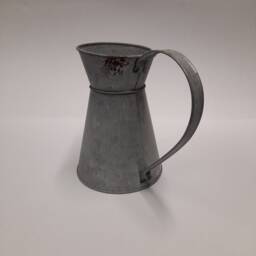 Galvanised Short Metal Jug With Handle. Chartwell Retro Design, An Aged Look Which Recreates A Style Of Times Past. 16cm/6.25Inches Tall - thumbnail 2