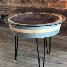 "Wine Barrel Coffee Table Tripod ""Red Wine" - thumbnail 3