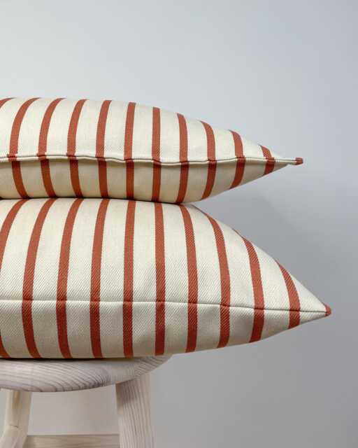 stripe - Terracotta - Red Pattern Outdoor Garden Handmade Cushion Covers - image 1