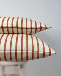 stripe - Terracotta - Red Pattern Outdoor Garden Handmade Cushion Covers - thumbnail 1