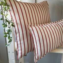 stripe - Terracotta - Red Pattern Outdoor Garden Handmade Cushion Covers - thumbnail 2