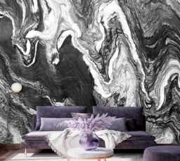 Black Abstract Waves Wall Mural Bedroom Gray Stone Texture Wallpaper Cafe Design Murals Mountain Customizable