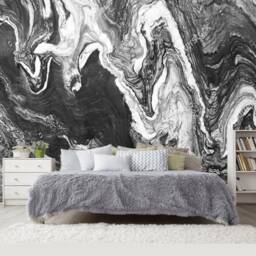 Black Abstract Waves Wall Mural Bedroom Gray Stone Texture Wallpaper Cafe Design Murals Mountain Customizable - thumbnail 4