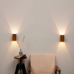 Rosewood Wall Sconce Pair Rustic Modern Wood Lamps - thumbnail 2