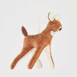 Whitetail Deer Doe Ornament, Hand Felted Brown & White Charm, Handmade Christmas Decor - thumbnail 2