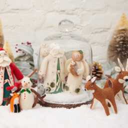 Whitetail Deer Doe Ornament, Hand Felted Brown & White Charm, Handmade Christmas Decor - thumbnail 3