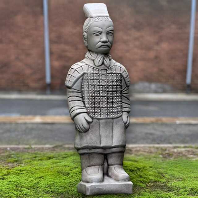 Chinese Warrior Statue Stone Ancient Soldier Figurine Handmade Oriental Sculpture Outdoor Lawn Ornament Asian Art Decor Gift - image 1