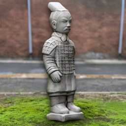Chinese Warrior Statue Stone Ancient Soldier Figurine Handmade Oriental Sculpture Outdoor Lawn Ornament Asian Art Decor Gift - thumbnail 3