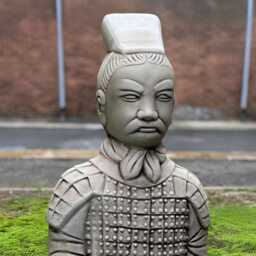 Chinese Warrior Statue Stone Ancient Soldier Figurine Handmade Oriental Sculpture Outdoor Lawn Ornament Asian Art Decor Gift - thumbnail 2