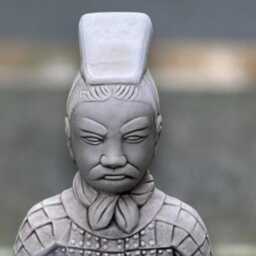 Chinese Warrior Statue Stone Ancient Soldier Figurine Handmade Oriental Sculpture Outdoor Lawn Ornament Asian Art Decor Gift - thumbnail 4