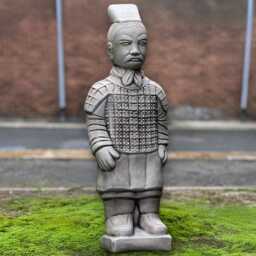 Chinese Warrior Statue Stone Ancient Soldier Figurine Handmade Oriental Sculpture Outdoor Lawn Ornament Asian Art Decor Gift - thumbnail 1