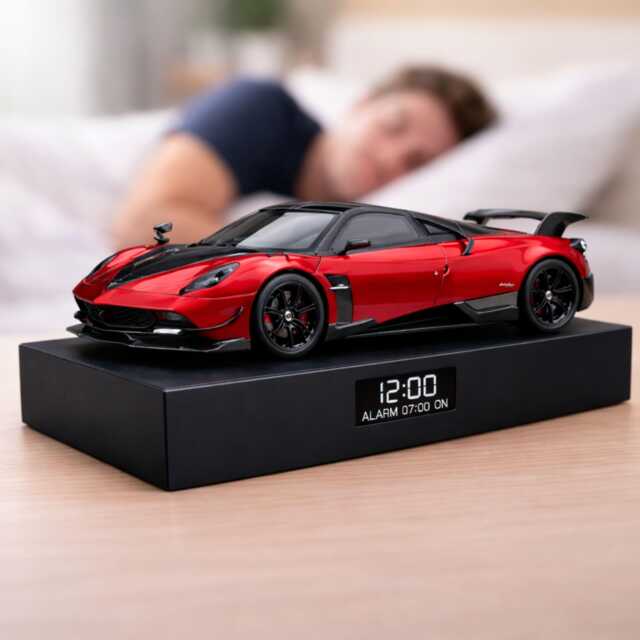 Pagani Huayra Alarm Clock - Realistic Engine Sound, Working Headlights, Steam Effect, Handmade - image 1